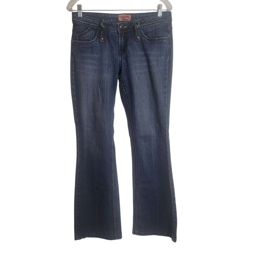 No Boundaries Y2K Low Rise Boot Cut Jeans Juniors Size 7 Medium Wash Blue Boho